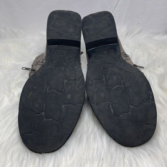 Born Ouvea Grey Suede Braided Strap Booties Sz 7 - Picture 7 of 7